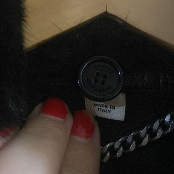 Vintage EUC Burberry London Lambskin Black Leather Biker Jacket Mink Top Collar - Picture 10 of 17